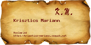 Krisztics Mariann névjegykártya