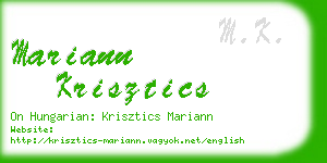 mariann krisztics business card